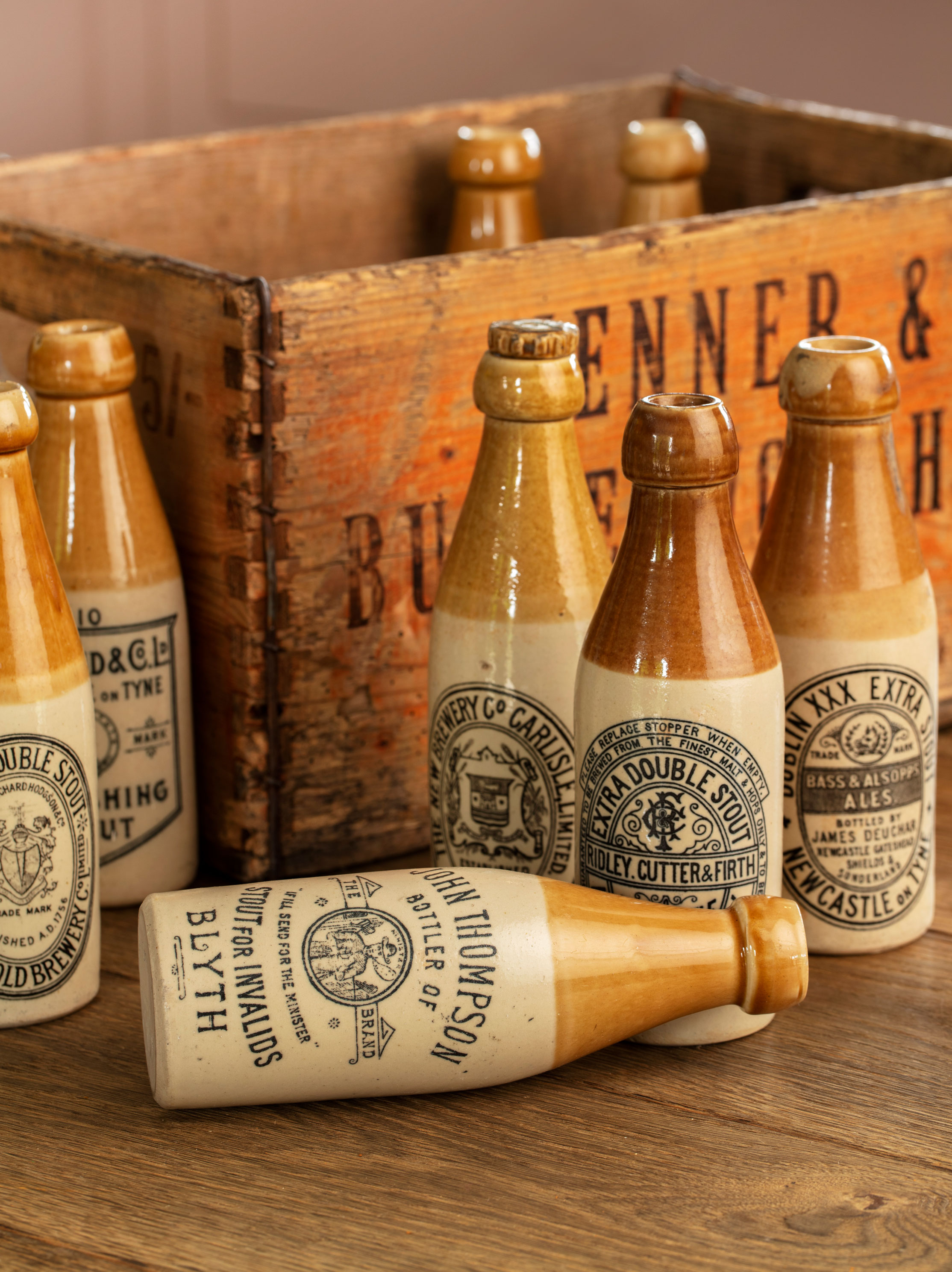 Old Stoneware Beer Bottles
