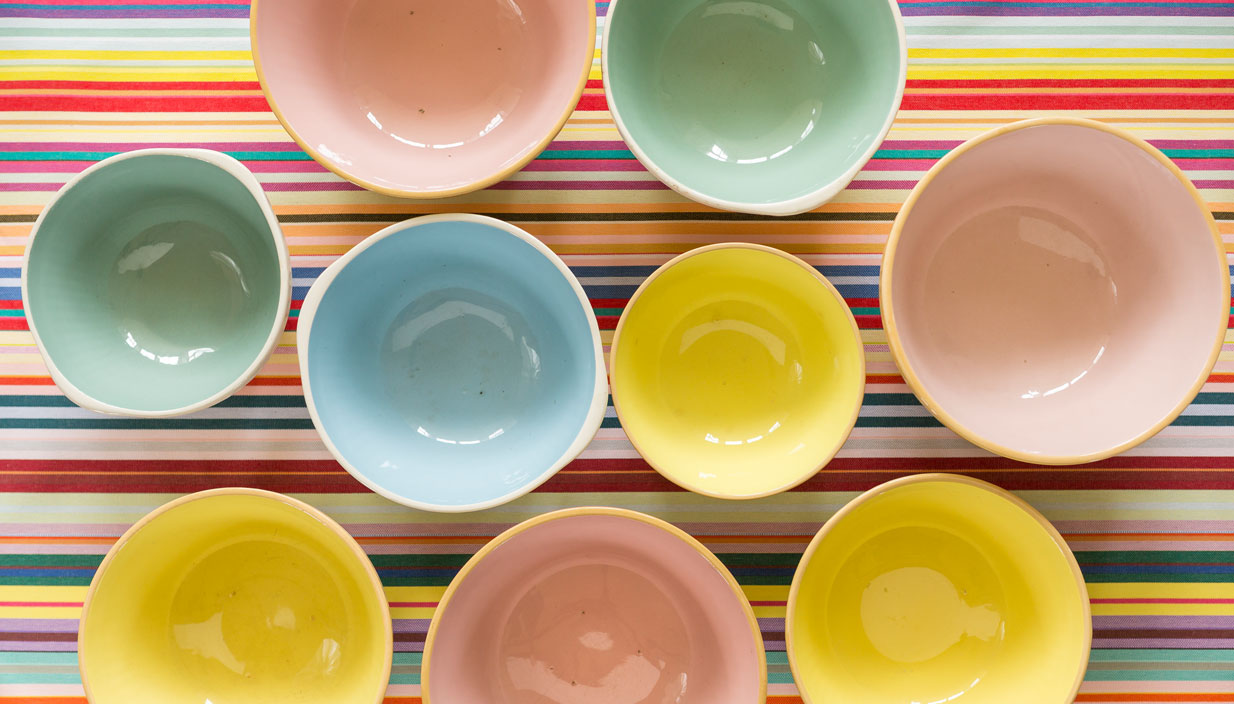 Old Coloured Mixing Bowls
