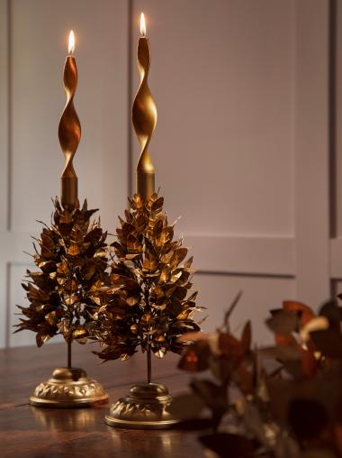 Gold Leafy Candlestick