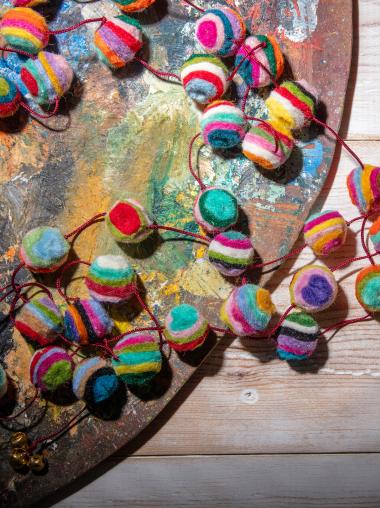 Stripe Pom Pom Garland