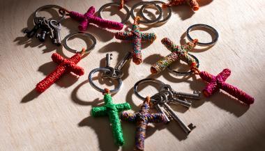 Jute Cross Keyrings