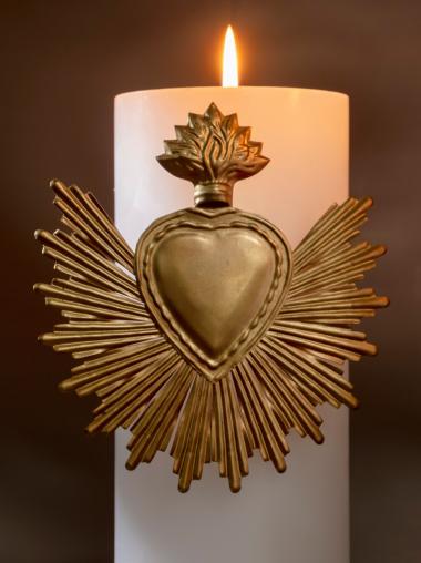 Gold Sunburst Heart Milagro