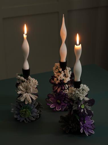 Beaded Floral Candlestick
