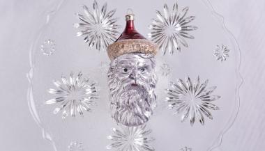 Glass Father Christmas Decoration