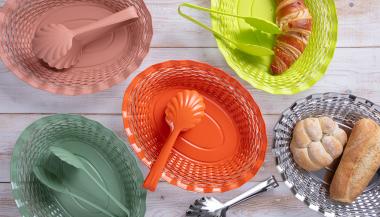 French Metal Bread Baskets & Tongs