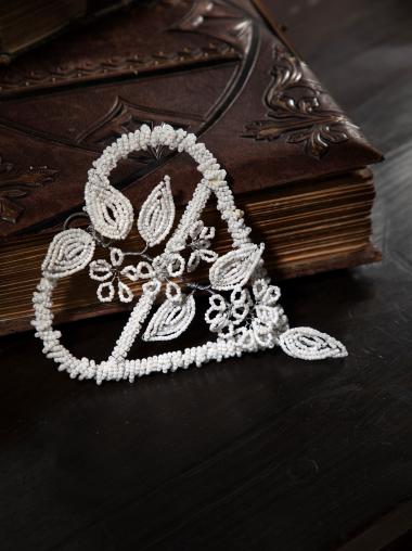 White Beaded Heart