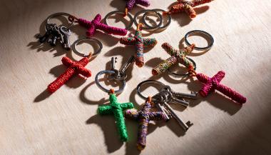 Jute Cross Keyrings